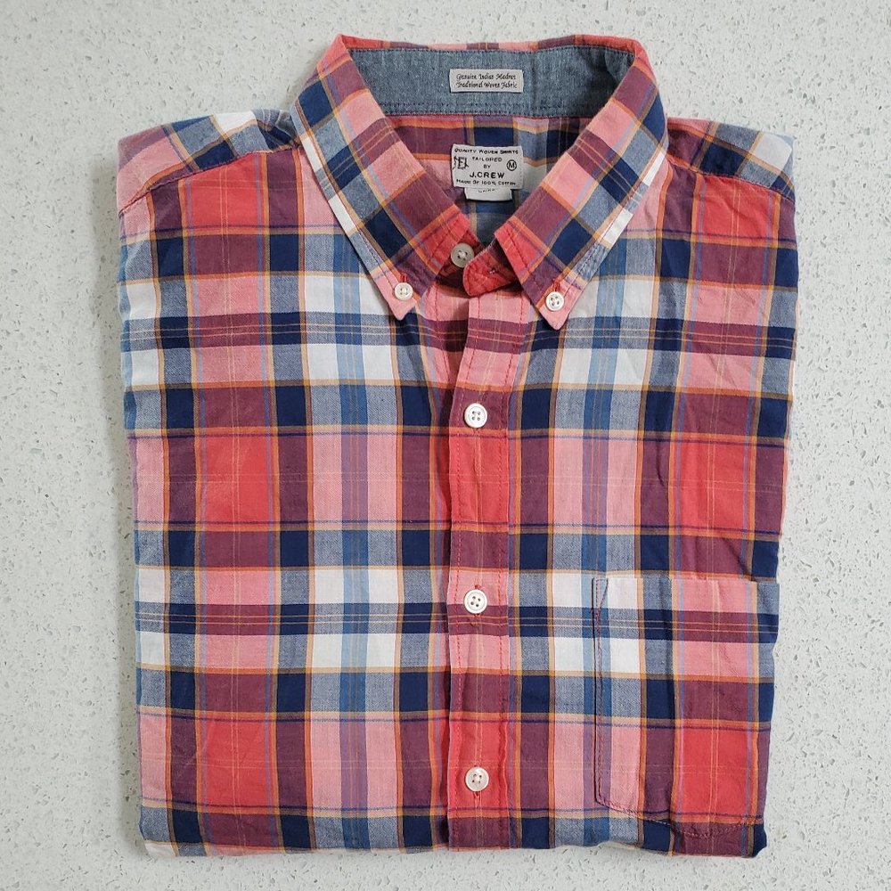 J. Crew Men's Madras Button Down 100% Cotton Quality Woven Shirt | Sz M